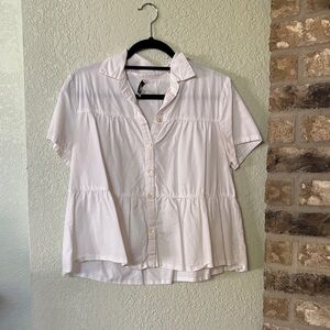Madewell White Short-Sleeve Tiered Button-Down Shirt